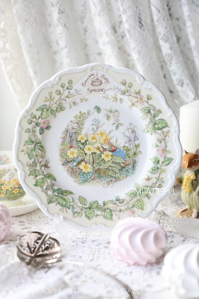 Коллекционная тарелка Brambly Hedge Весна, Ежевичная поляна фарфор Royal Doulton Англия 1982г.!