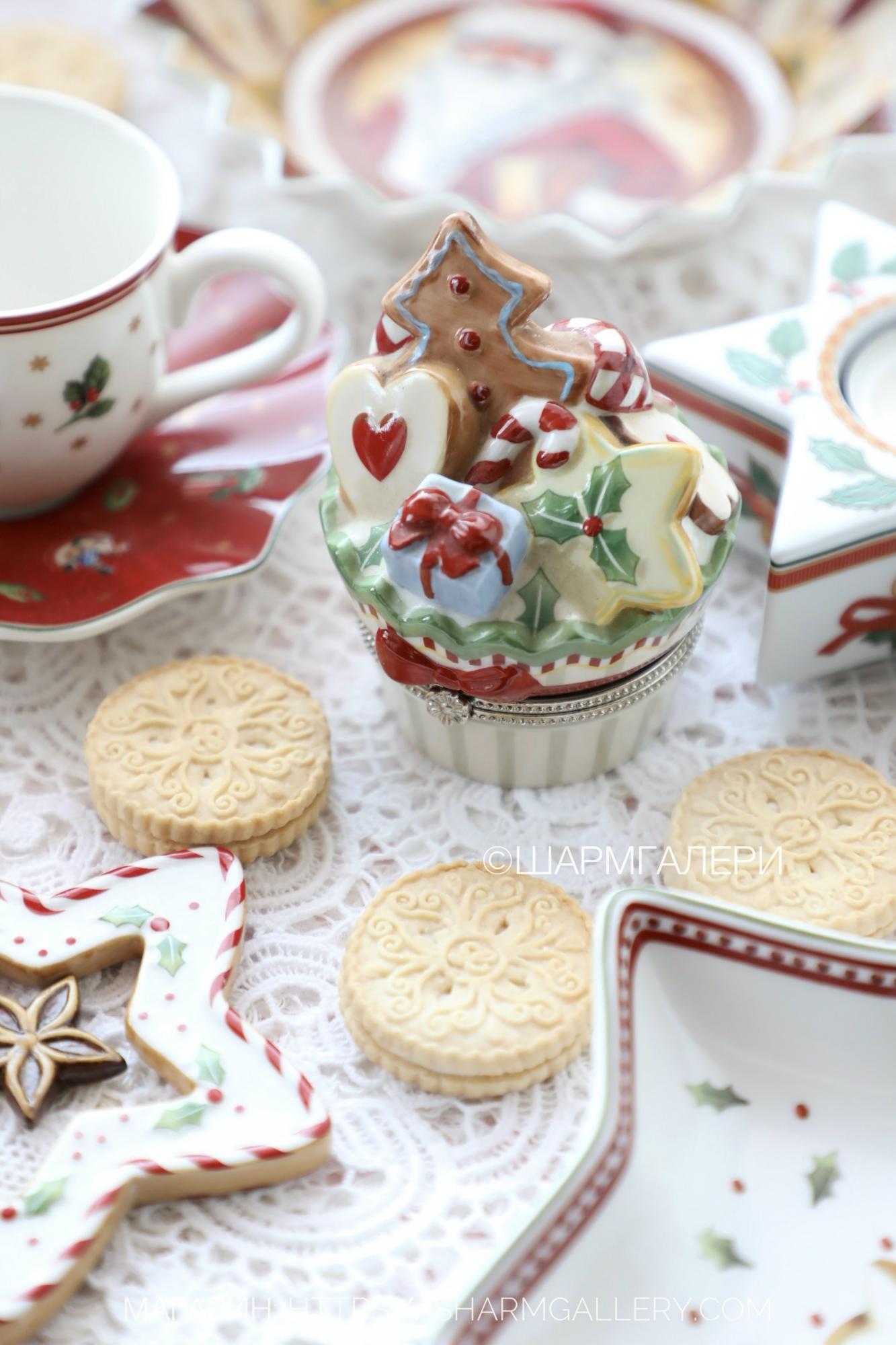 Шкатулка Капкейк/Кекс новогодний «Winter Bakery Decoration » старая коллекция фарфор Villeroy & Boch, Германия
