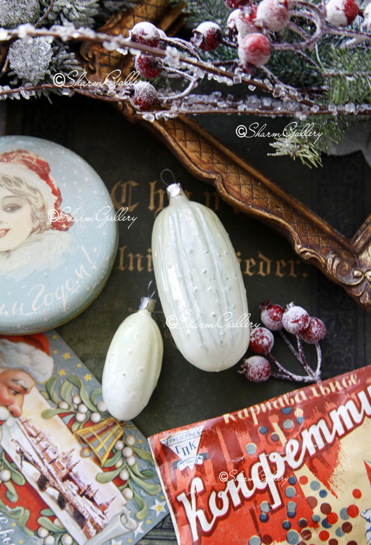 Набор елочных игрушек СССР "Огурчики", 2шт.