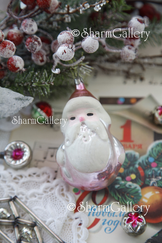 Дед Мороз. Елочная игрушка cтекло, СССР.