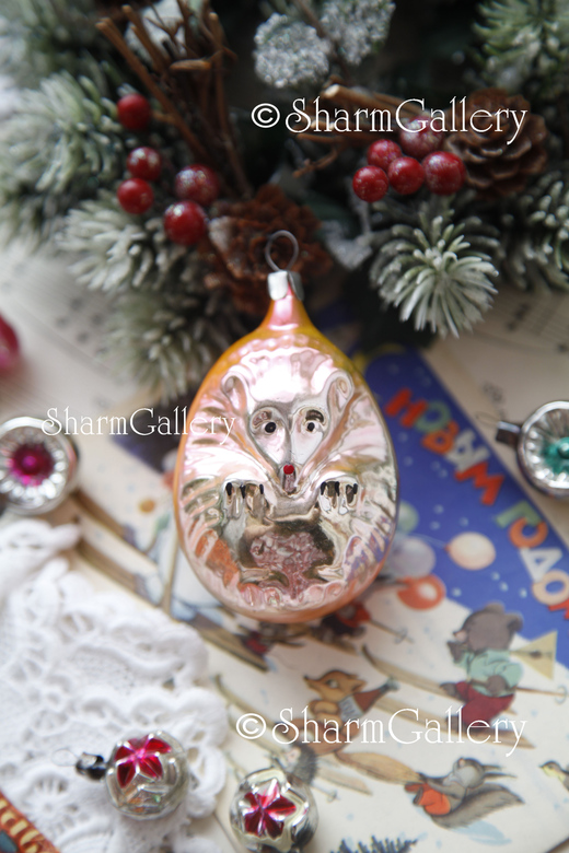 Ежик. Елочная игрушка cтекло, СССР.