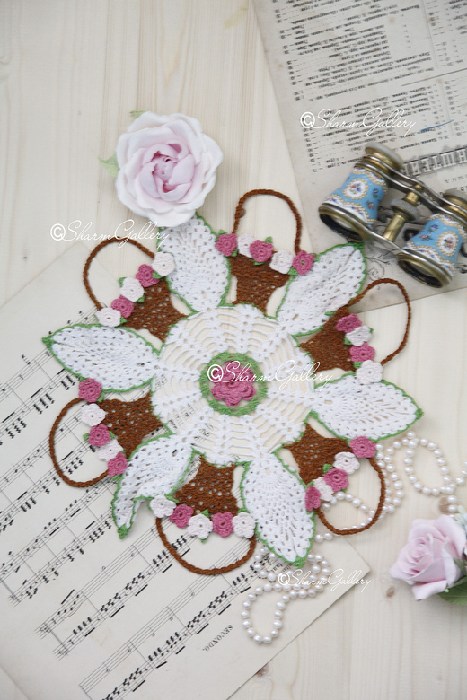 Кружевная салфетка №6. Вязанная салфетка.