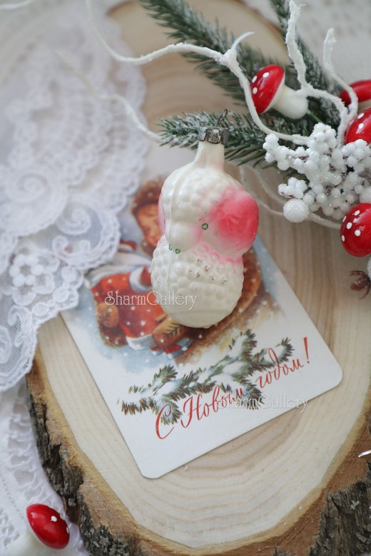 Барашек. №3. Елочная игрушка, стекло. СССР.