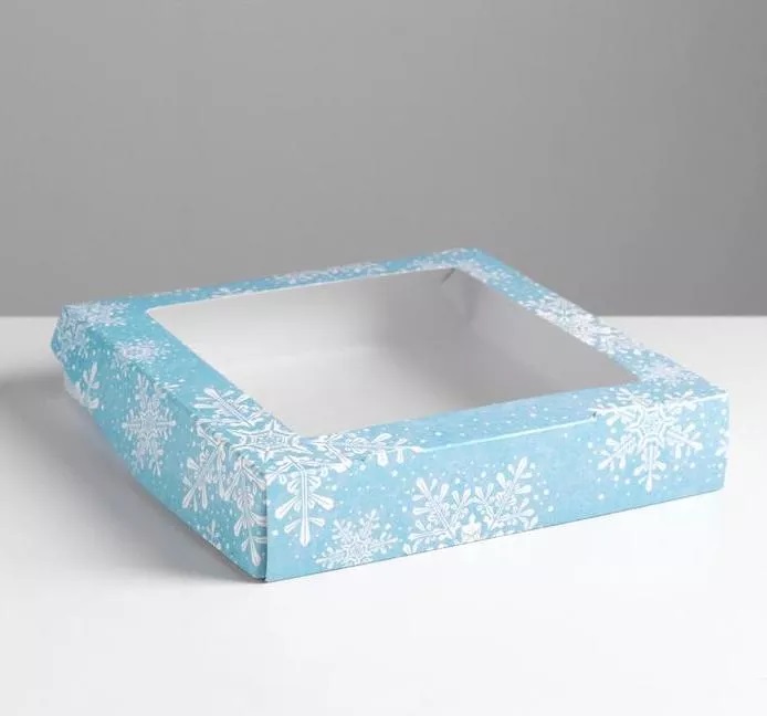 Подарочная упаковка "Снежинки" 20*20*4 см
