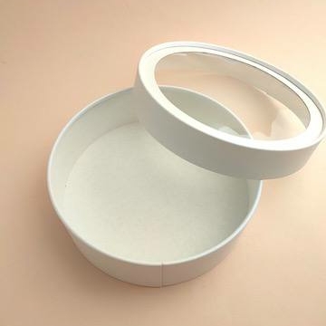 Подарочная коробка круглая с окном 20*7 см, белая