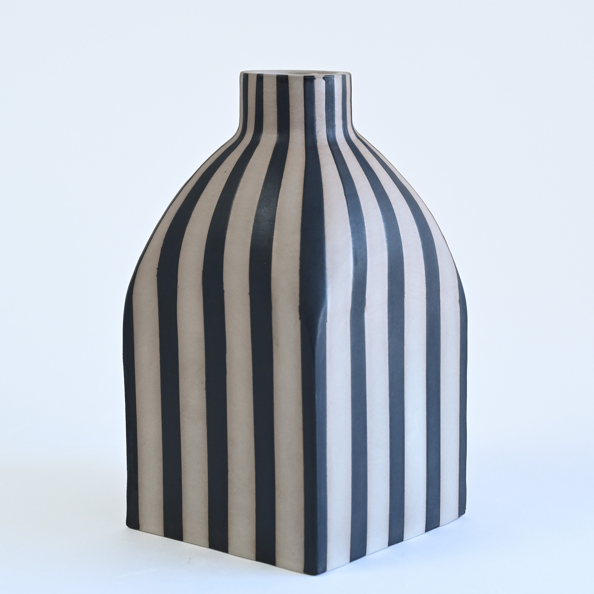 Handmade striped ceramic vase Portugal