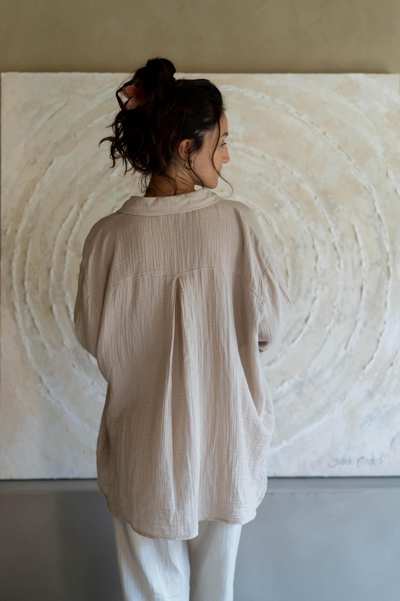 Рубашка с перламутровыми пуговицами, латте