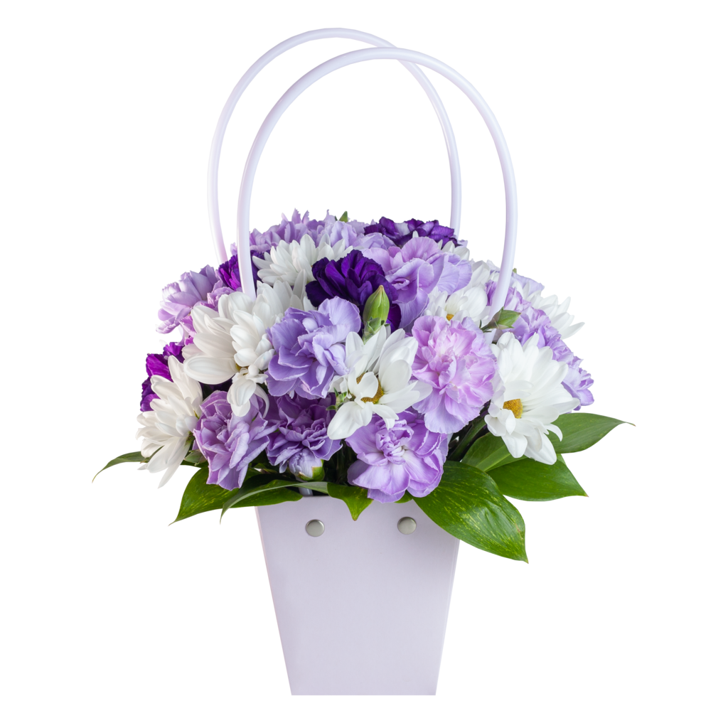 Цветочная композиция в сумочке №3