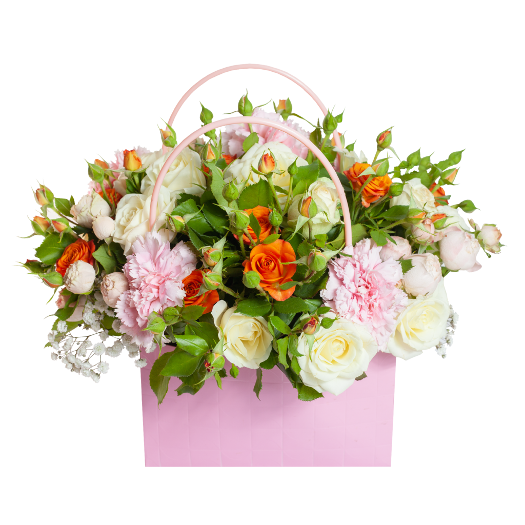 Цветочная композиция в сумочке №8