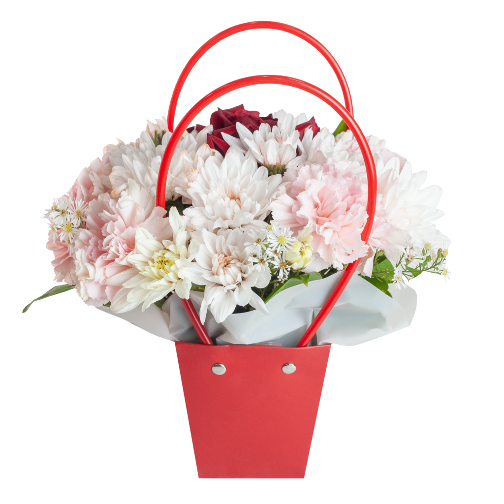 Цветочная композиция в сумочке №13