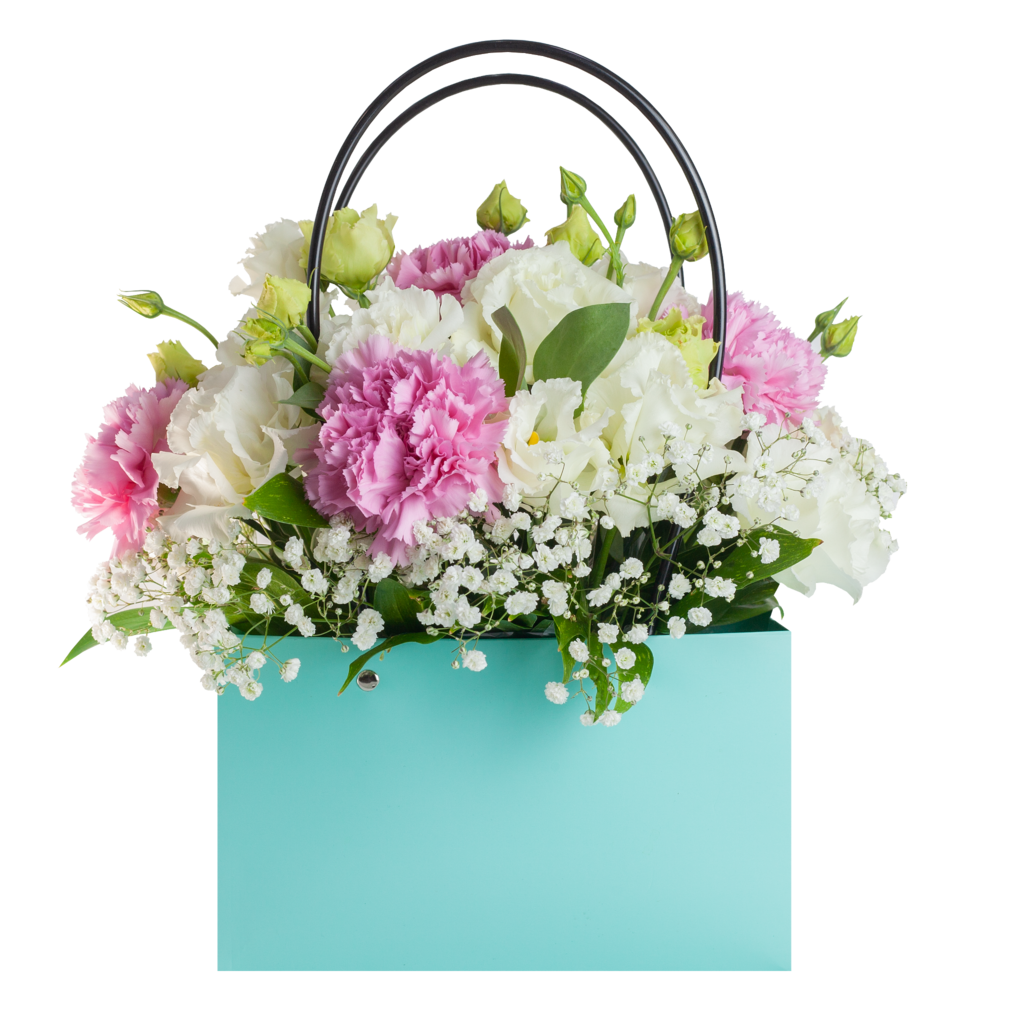 Цветочная композиция в сумочке №28