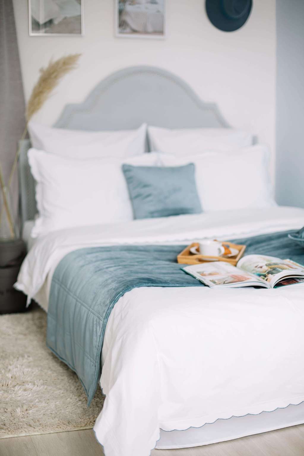 Комплект постельного белья "Etretat", цвет рюш голубой