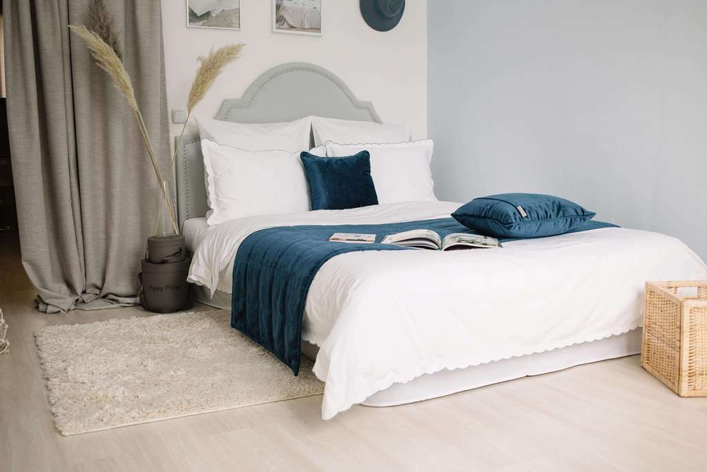 Комплект постельного белья "Etretat", цвет рюш синий