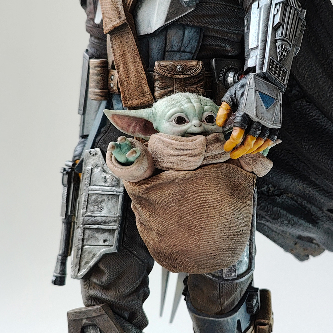 3d фигурка Мандалорец и малыш Грогу по мотивам сериала