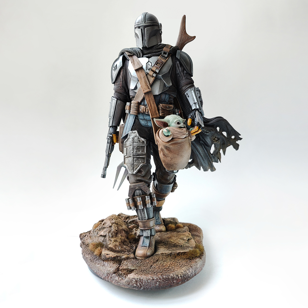 3d фигурка Мандалорец и малыш Грогу по мотивам сериала