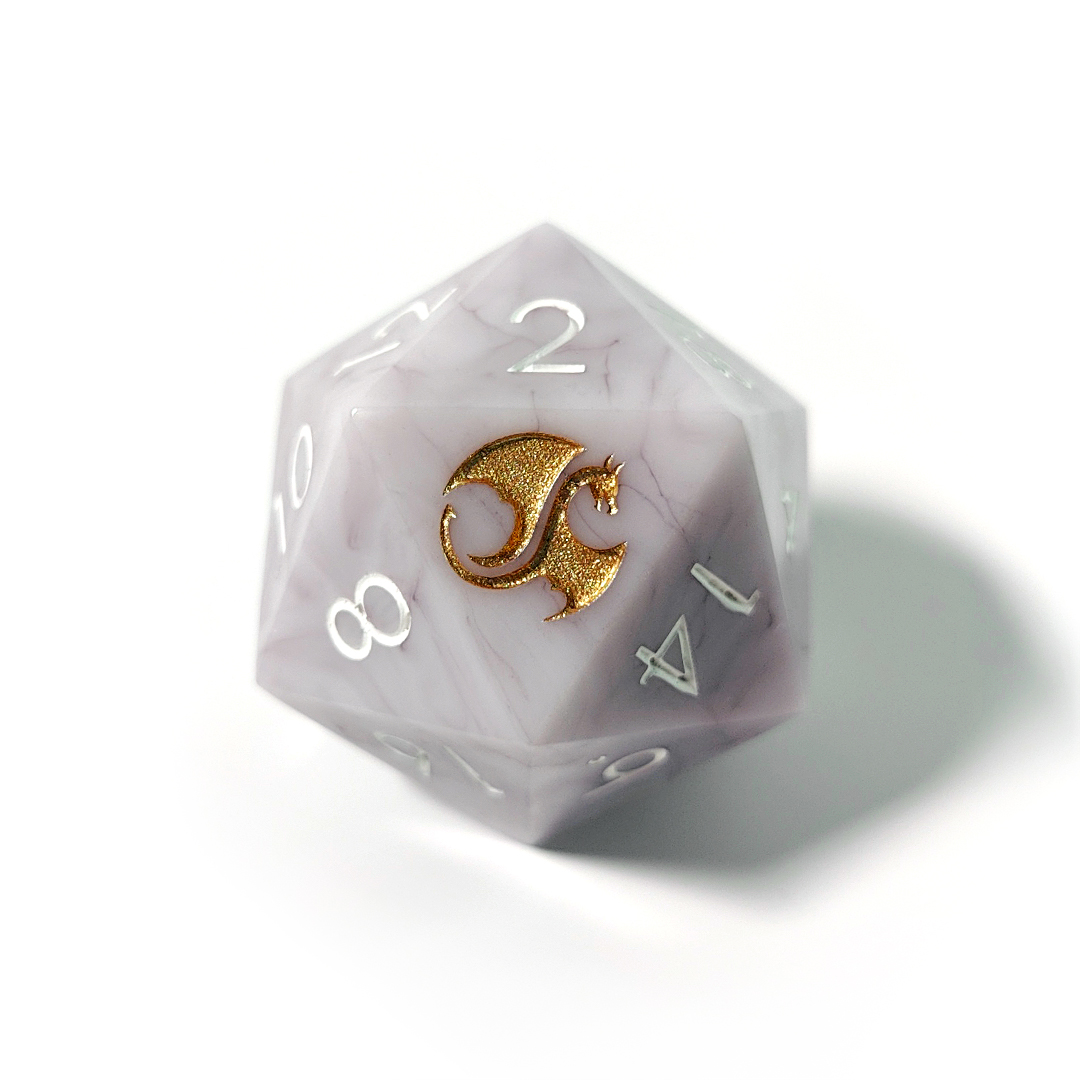 Большой D20 "Розовый мрамор"