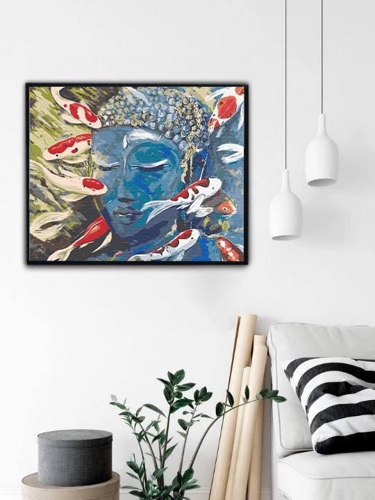 Картина по номерам "Будда и рыбы"