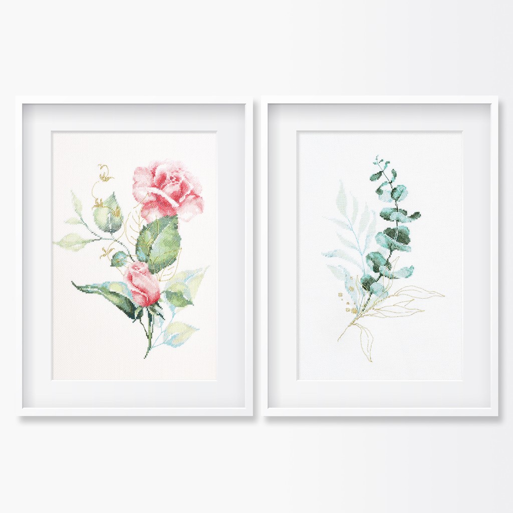 НАБОР ИЗ 2 СХЕМ: РОЗА И ЭВКАЛИПТ