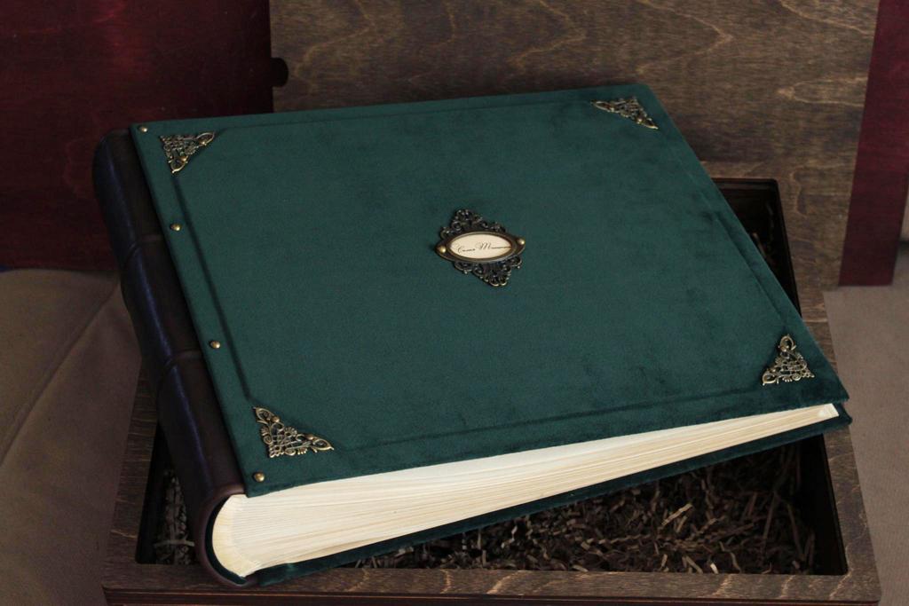 Большой бархатный фотоальбом Vintage Emerald