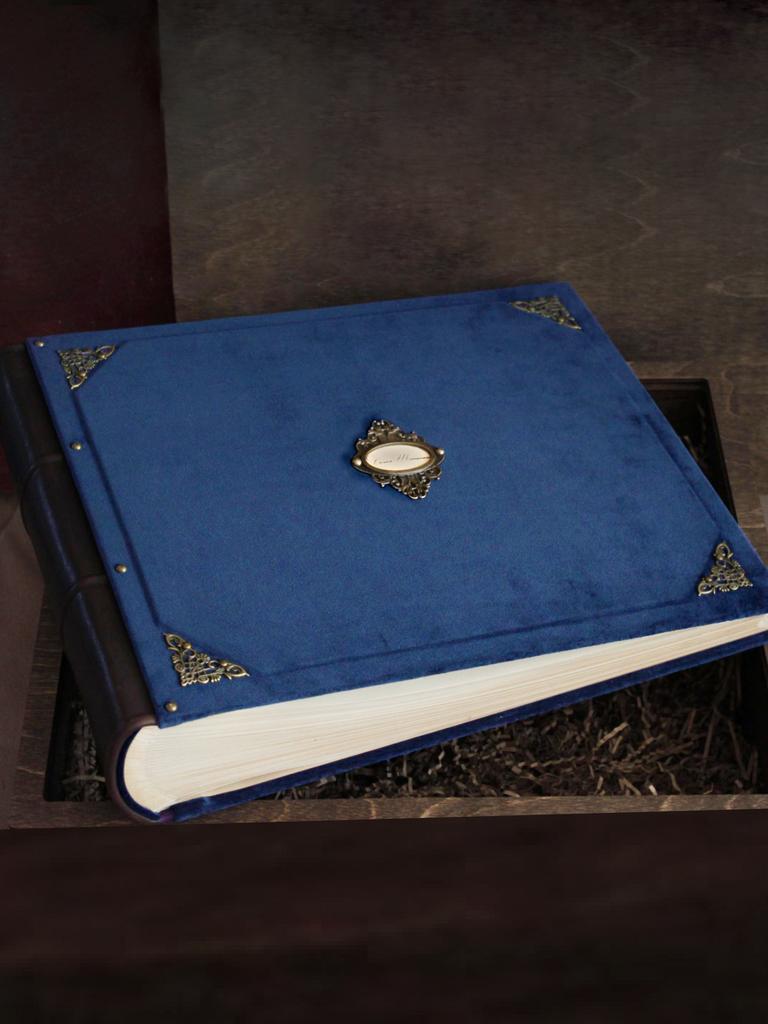 Большой бархатный фотоальбом Vintage Blue