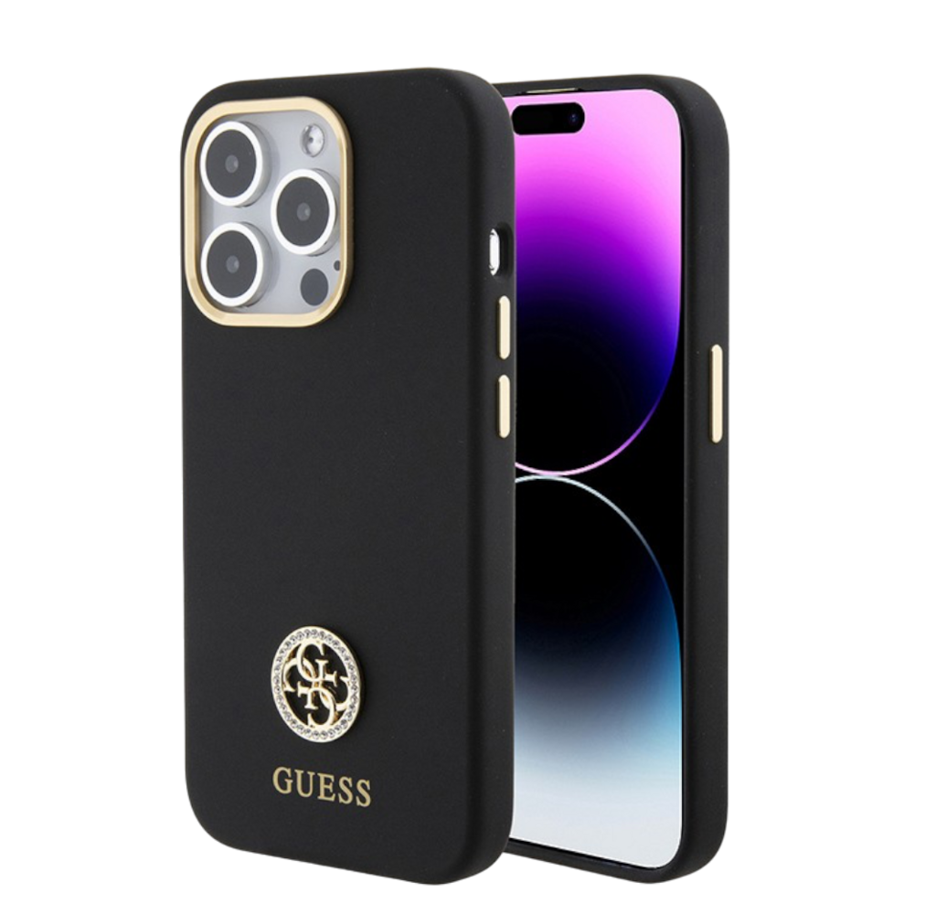 Чехол для iPhone Guess силиконовый с логотипом, черный
