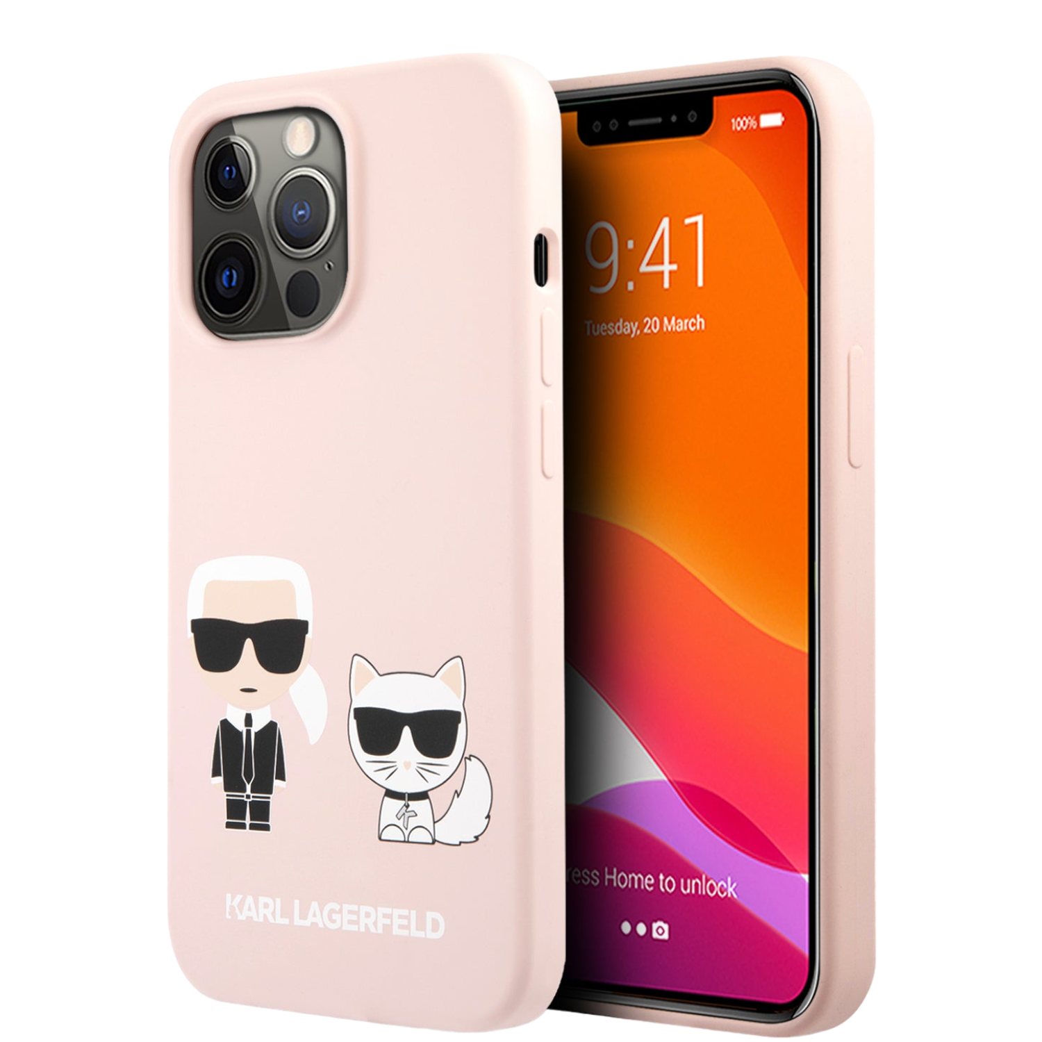 Чехол для iPhone Liquid silicone Karl & Choupette, розовый