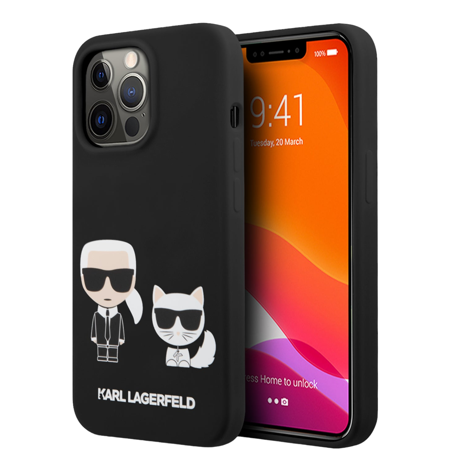 Чехол для iPhone Liquid silicone Karl & Choupette, черный