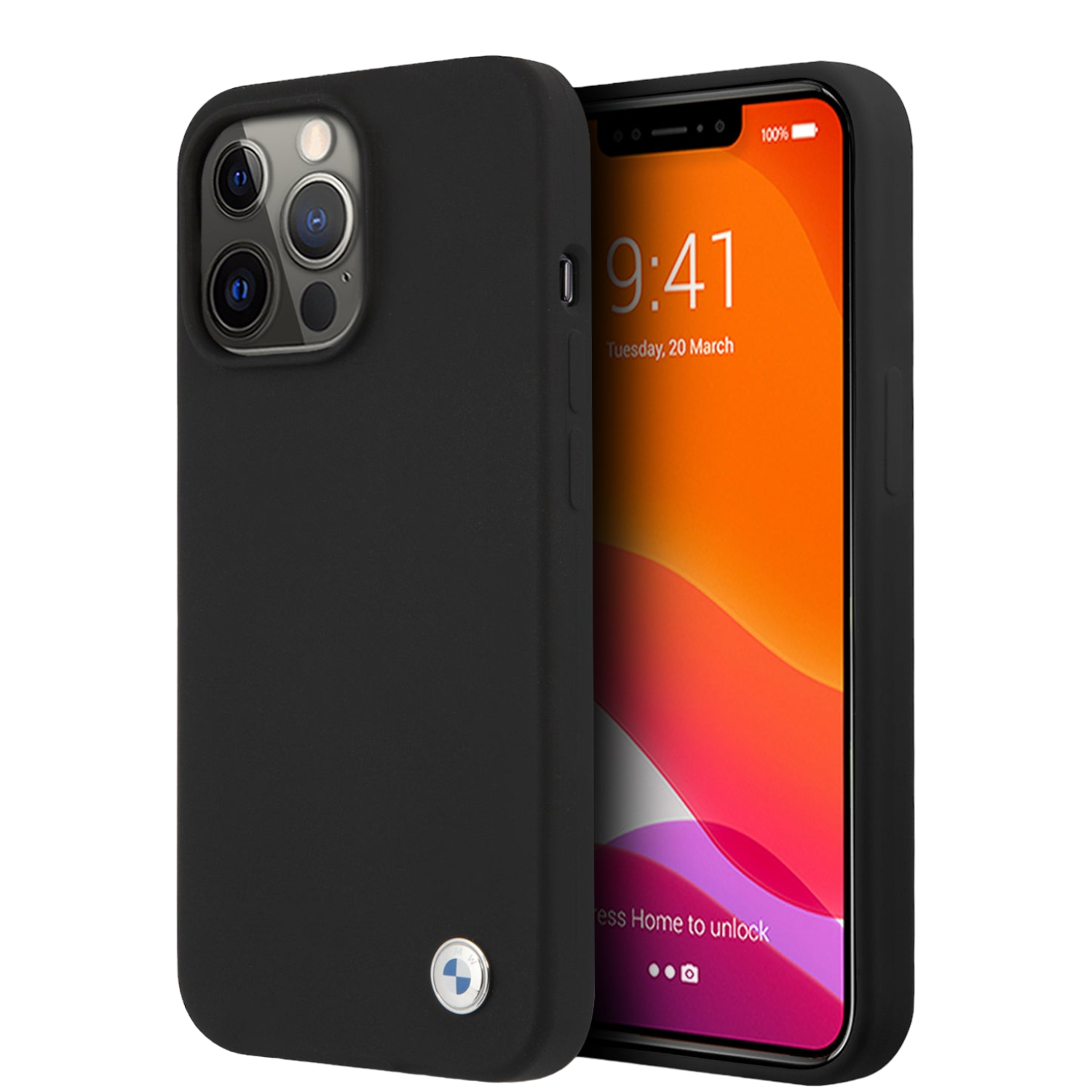 Чехол для iPhone BMW силиконовый с логотипом черный