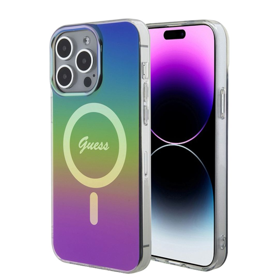 Чехол для iPhone Guess PC/TPU Script printed logo с MagSafe, черный