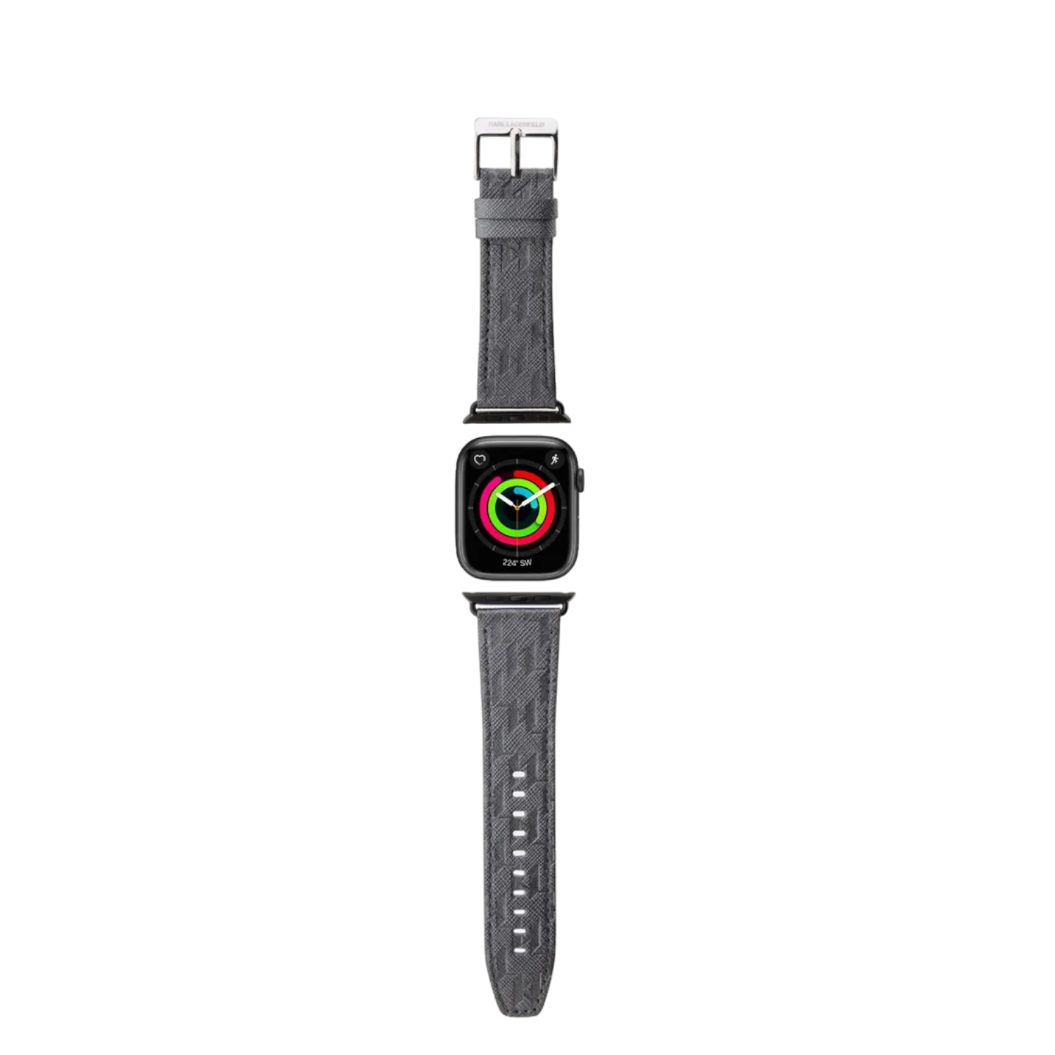 Ремешок Karl Lagerfeld для Apple Watch 42/44/45/49 mm PU Saffiano Monogram Silver
