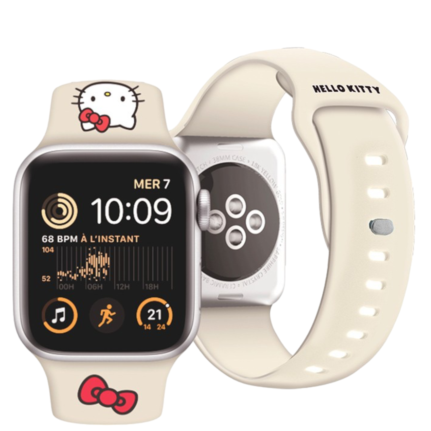 Ремешок Hello Kitty для Apple Watch Liquid silicone Kitty Head Beige 38/40/41