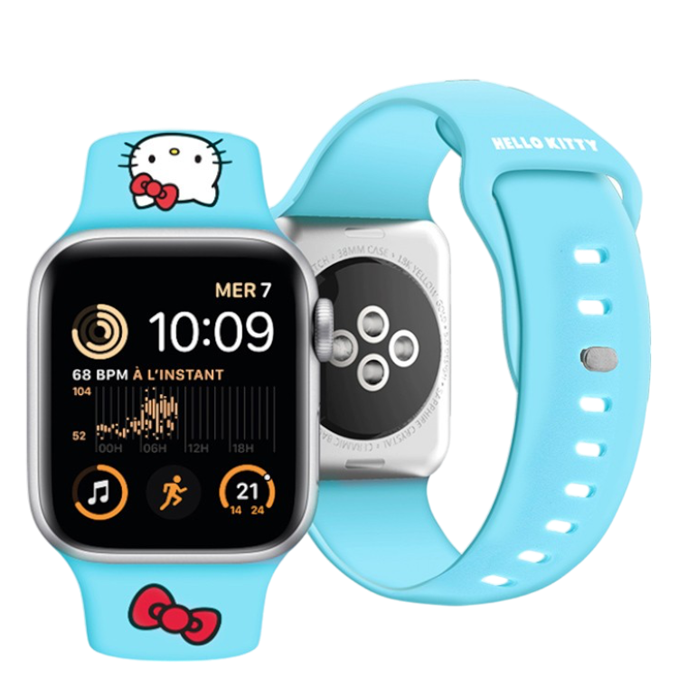 Ремешок Hello Kitty для Apple Watch Liquid silicone Kitty Head Blue 38/40/41