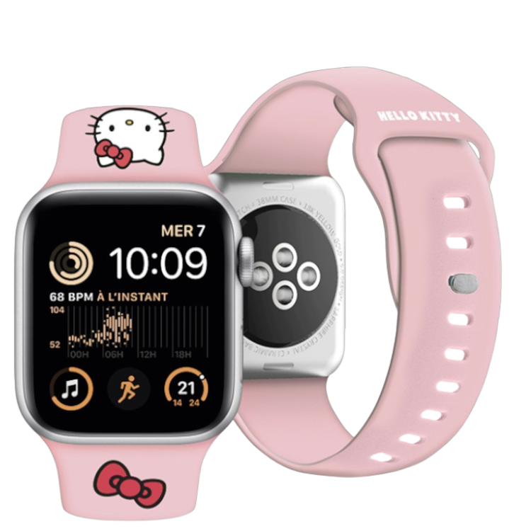 Ремешок Hello Kitty для Apple Watch Liquid silicone Kitty Head Pink 38/40/41