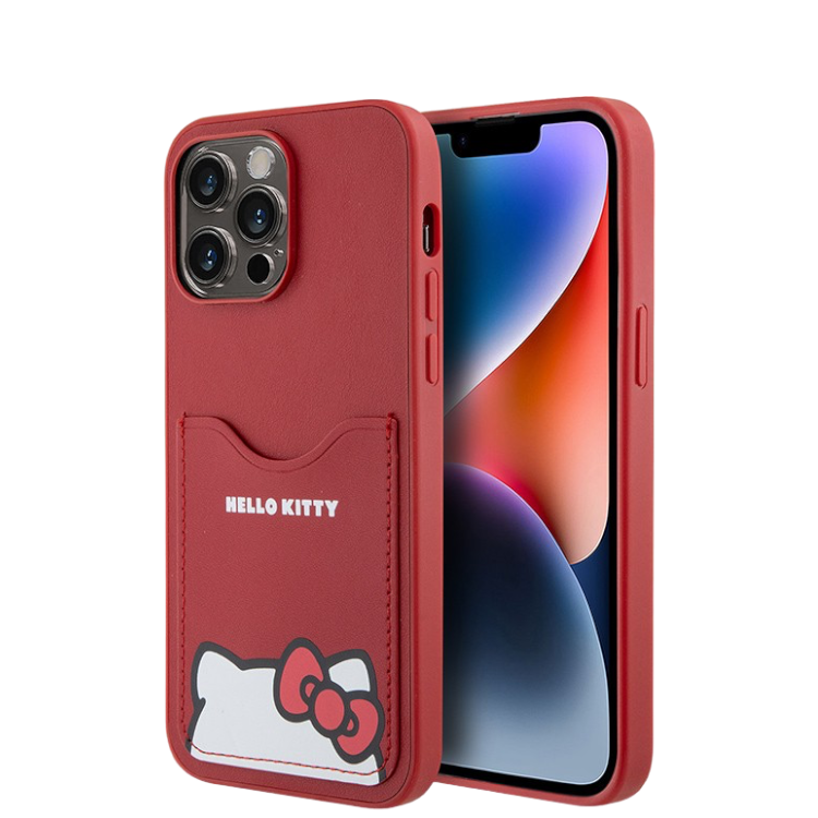 Чехол Hello Kitty  Cardslot PU Leather Hidden Kitty Hard Red