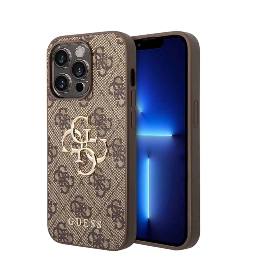 Чехол для iPhone Guess PU 4G Big metal logo Hard, коричневый