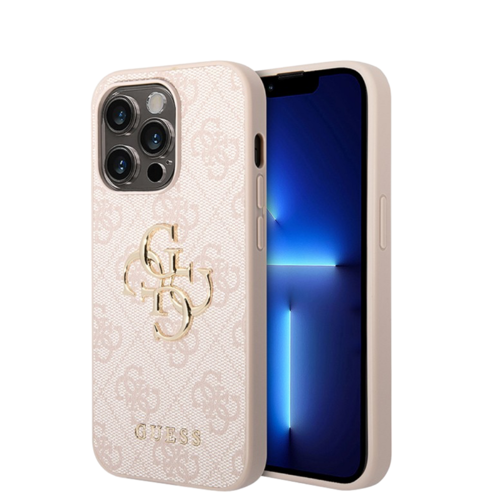 Чехол для iPhone Guess PU 4G Big metal logo Hard, розовый