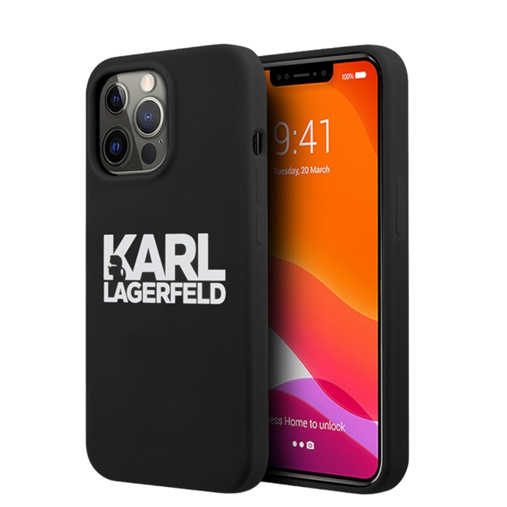 Чехол для iPhone Karl Liquid silicone Stack logo Hard, черный