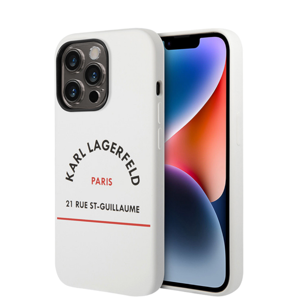 Чехол для iPhone Karl Lagerfeld Liquid silicone RSG logo Hard c MagSafe, белый