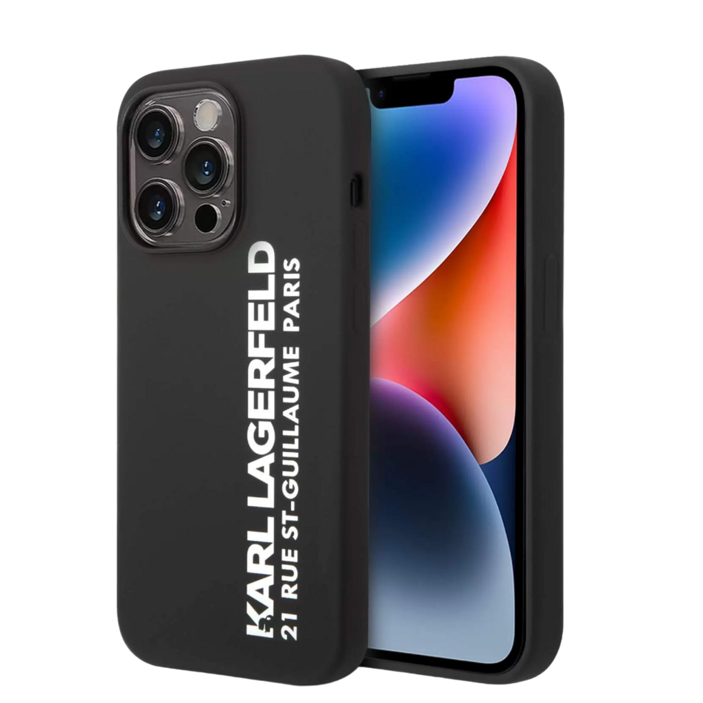 Чехол для iPhone Karl lagerfeld Liquid Silicone Elongated RSG Logo Hard, черный