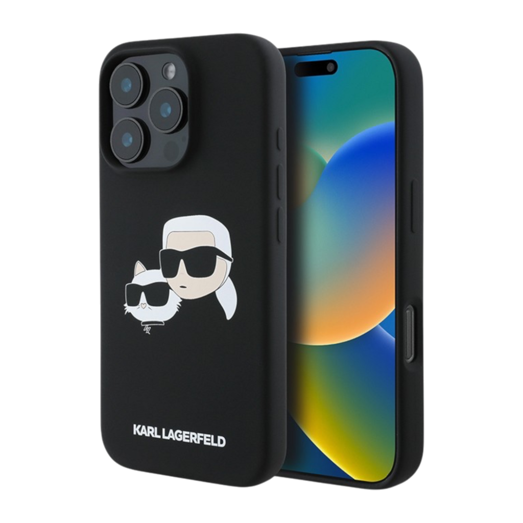 Чехол для iPhone Karl Lagerfeld Liquid Silicone NFT Karl & Choupette Head Hard Black (MagSafe)
