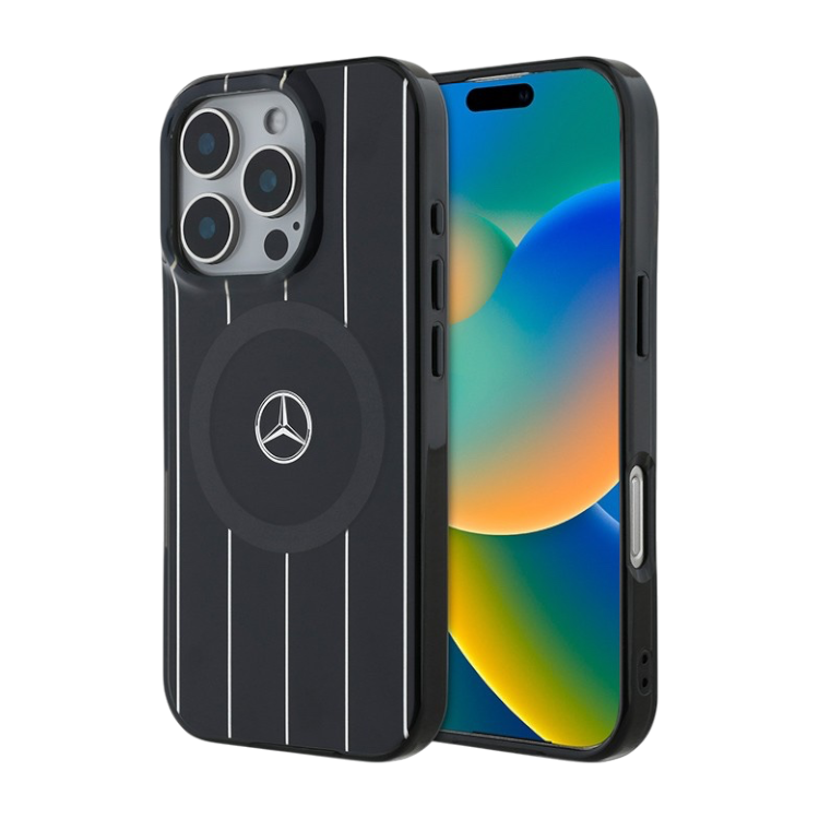 Чехол для iPhone Mercedes PC/TPU Double layer Crossed lines Hard Black (MagSafe)