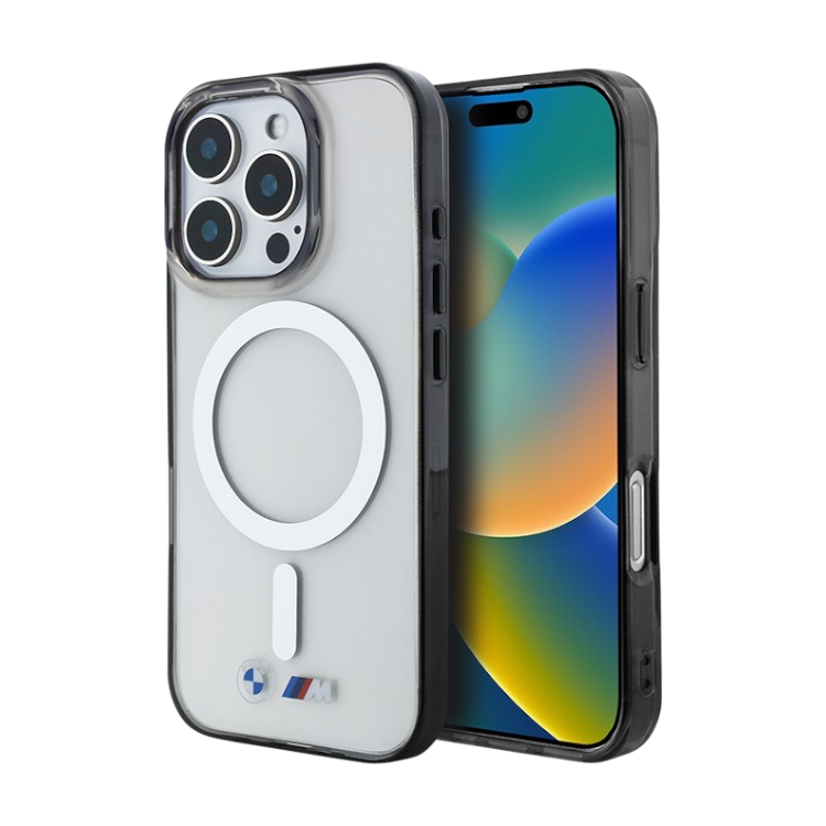 Чехол для iPhone BMW M-Collection PC/TPU Silver Ring, прозрачный (MagSafe)