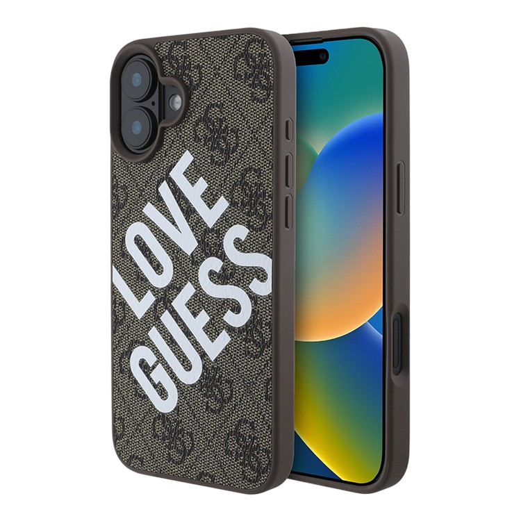 Чехол для iPhone Guess PU Love Guess logo Hard Brown (MagSafe)