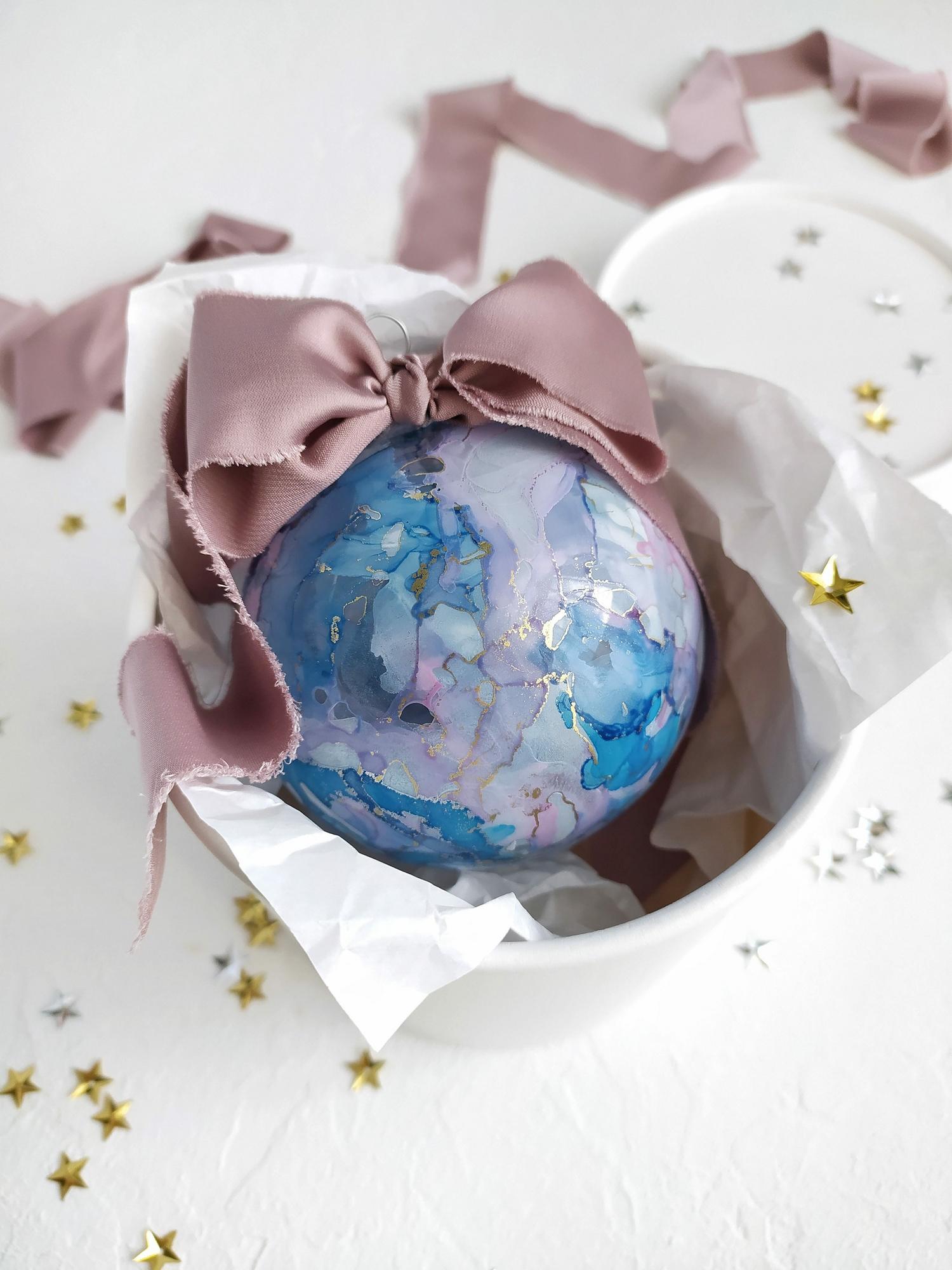 НОВОГОДНЯЯ ИГРУШКА НА ЕЛКУ РУЧНОЙ РАБОТЫ, ШАР "СЕРЕНИТИ"