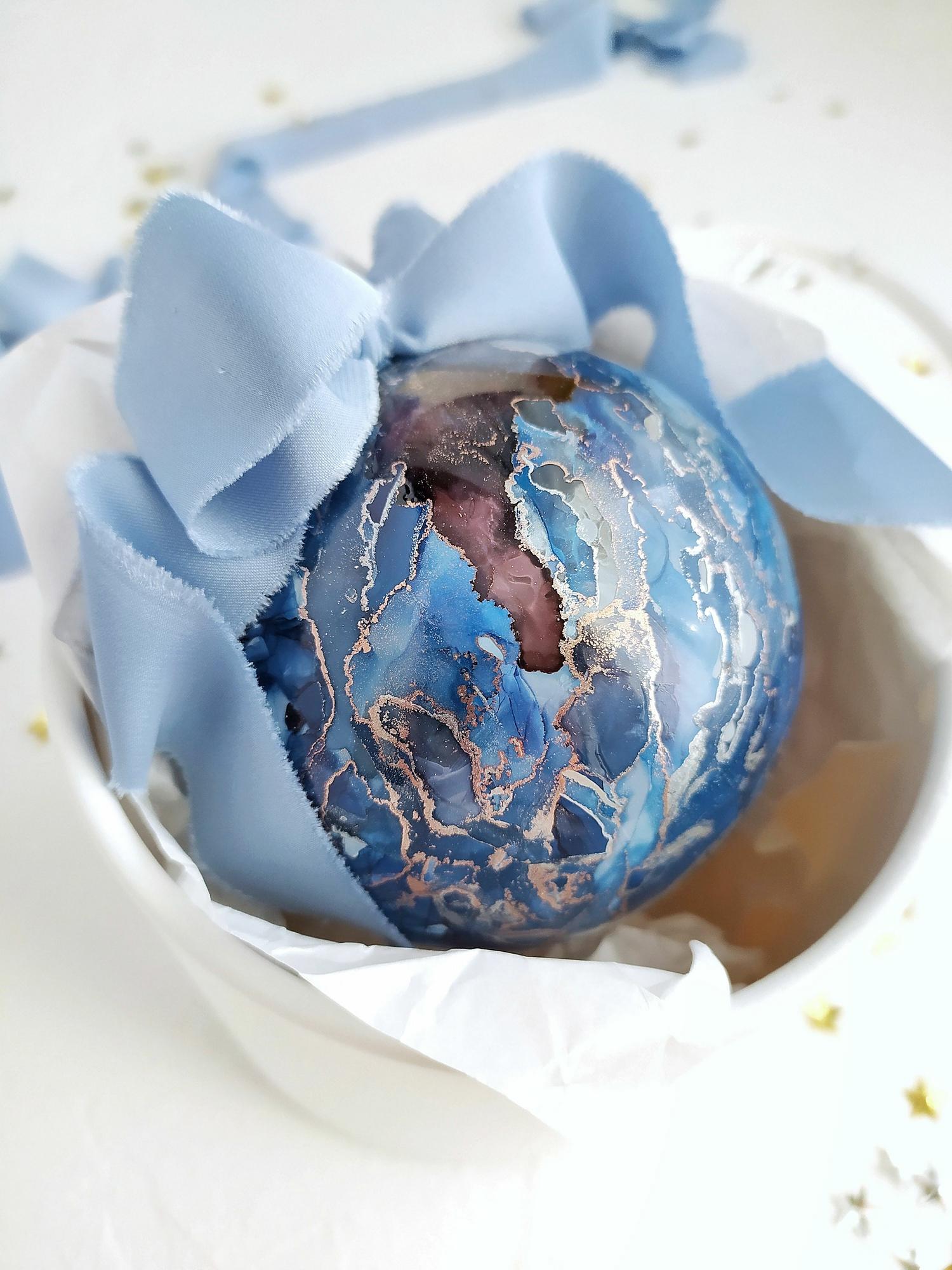 НОВОГОДНЯЯ ИГРУШКА НА ЕЛКУ РУЧНОЙ РАБОТЫ, ШАР "ЛАЗУРИТ"