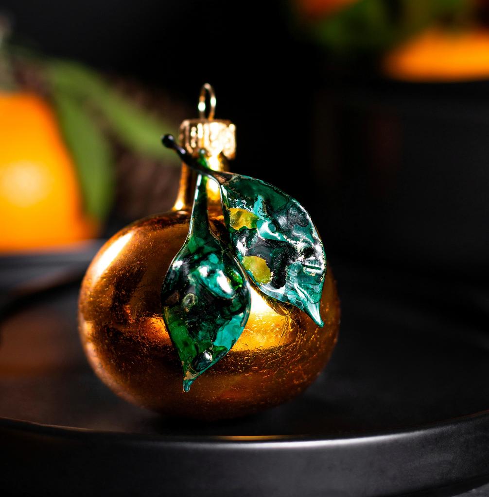 МАНДАРИН - СТЕКЛЯННАЯ ИГРУШКА НА ЕЛКУ РУЧНОЙ РАБОТЫ