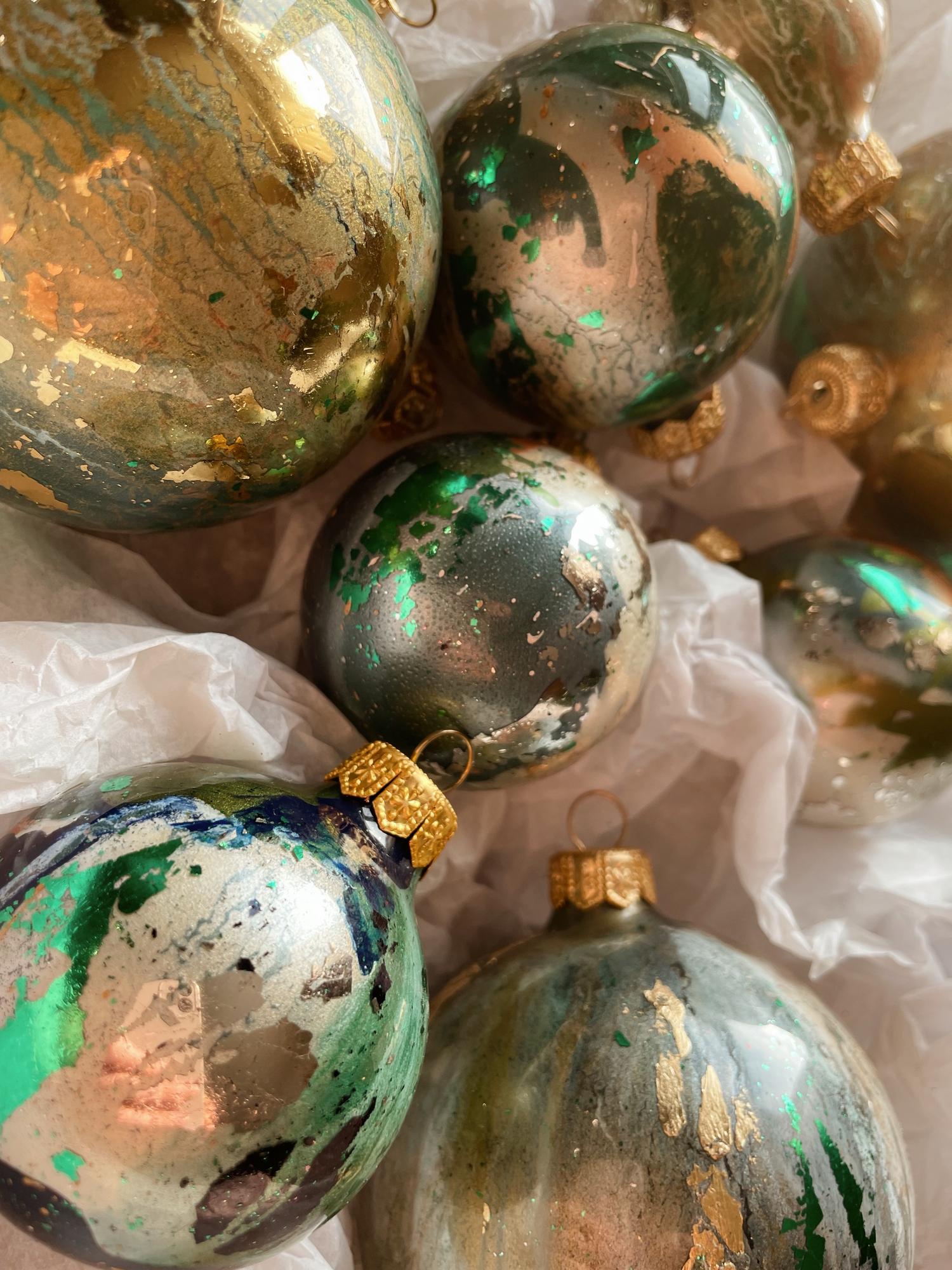 Ёлочные шары Золото+зеленый