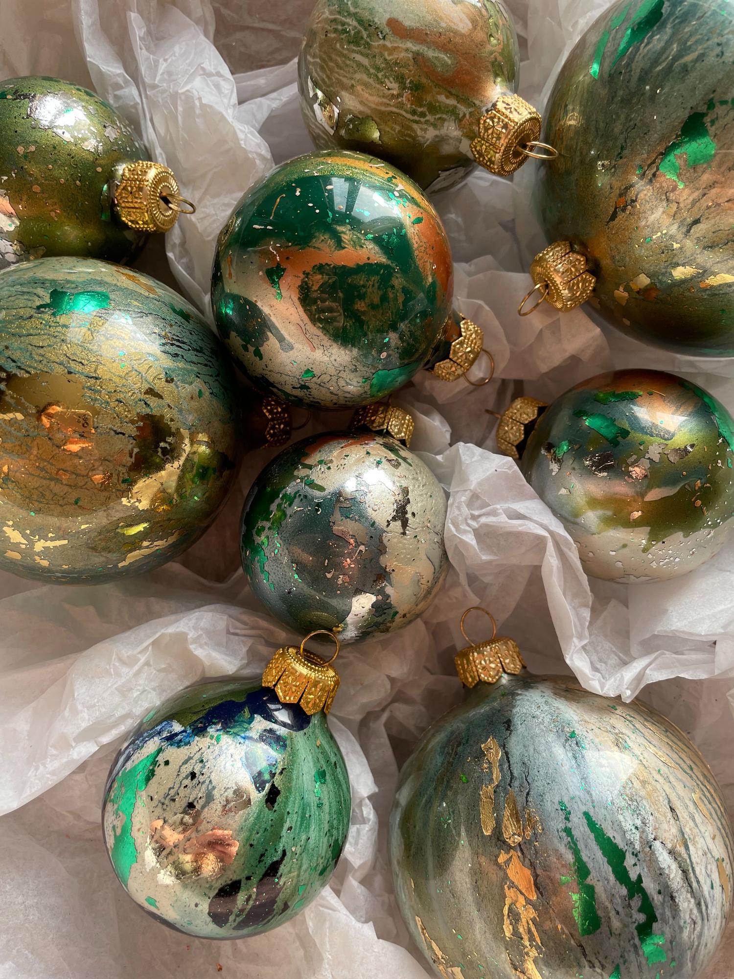 Ёлочные шары Золото+зеленый