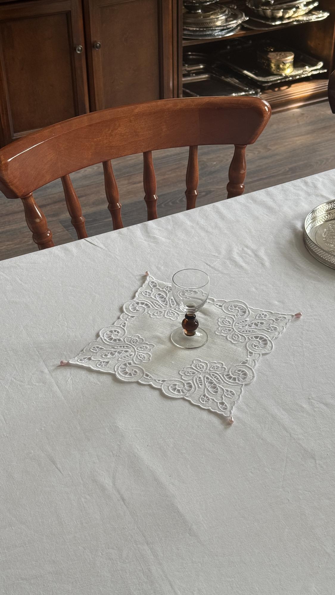 Салфетка/костер ришелье с бусинками