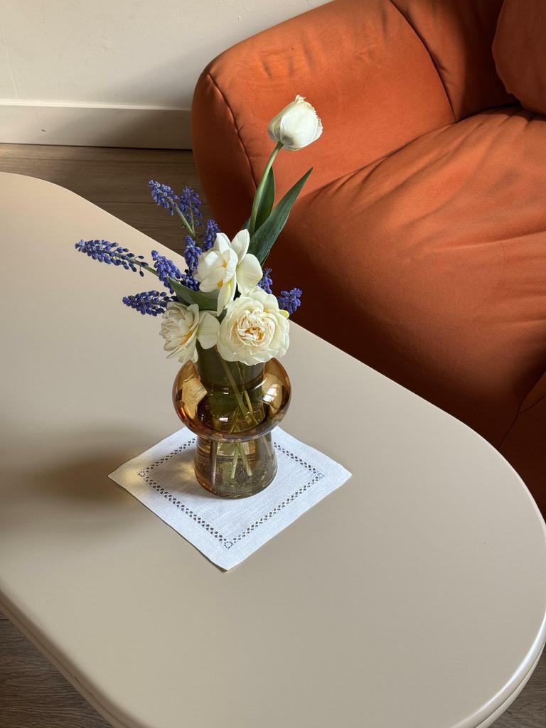 Костер с декоративной мережкой, молочно-белый